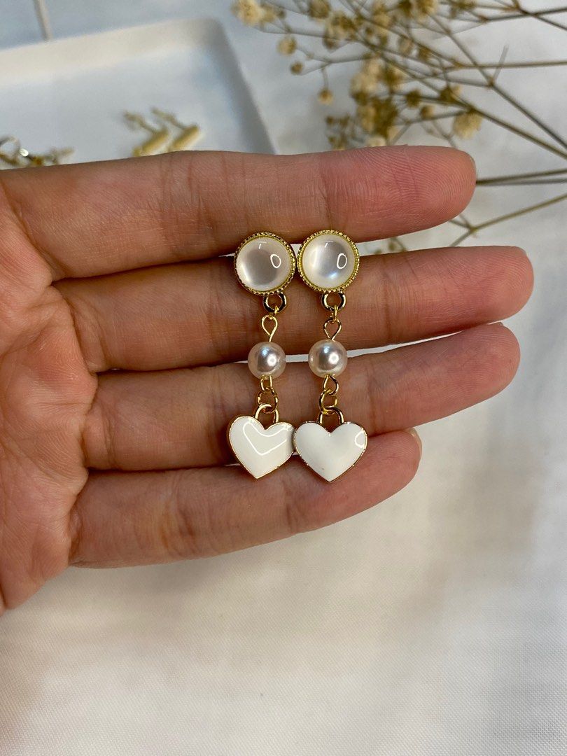 White heart earrings sale