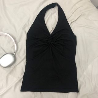 crescendo japan - perfect classic y2k vintage retro ruched glittery neck halter top sleeveless backless sexy dainty soft girl aesthetic old money vibes 