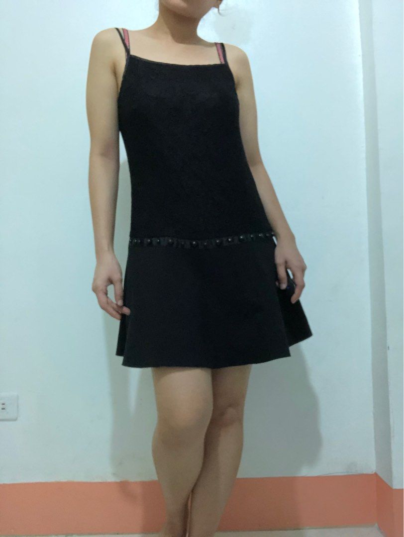 Plain Black Spaghetti Strap Skater Dress Women s Fashion Dresses