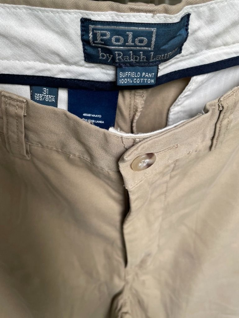 Polo Ralph Lauren Chino Pants (Category: Chinos) located in Muntinlupa City. Submitted by cycl_garments (Listing ID 1254513859, Image 2). Description: Polo Ralph Lauren Suffield Lightweight Chino Pants Barely used, like brand new, and no damage or stains Size: 31 Color: Light Khaki Dimensions: Width-16; Length-39 (Outseam).