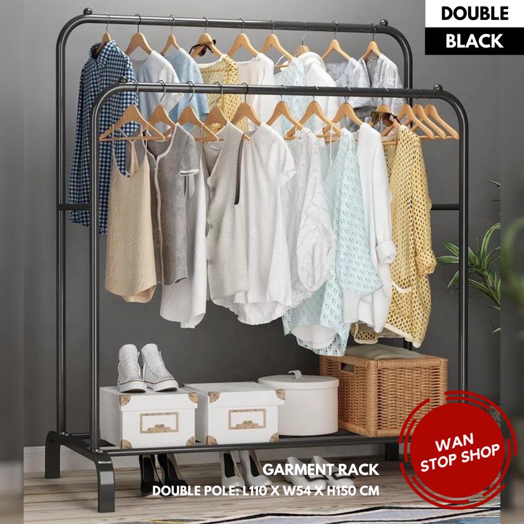 HOUSEHOLD CLOTHES HANGER #SINGLE #DOUBLE POLE/ DRYING RACK (RAK