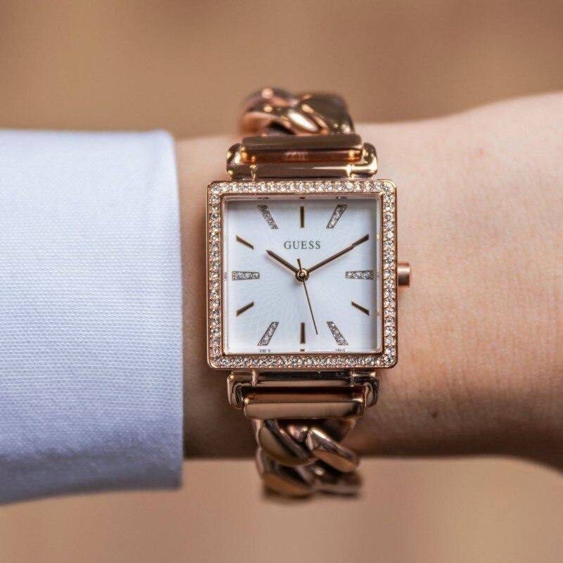 RESTOCK ORIGINAL GUESS VANITY CRYSTAL SILVER DIAL ROSEGOLD