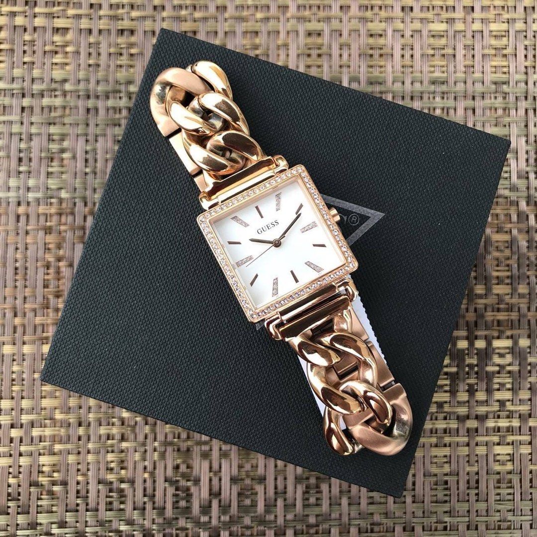 RESTOCK ORIGINAL GUESS VANITY CRYSTAL SILVER DIAL ROSEGOLD