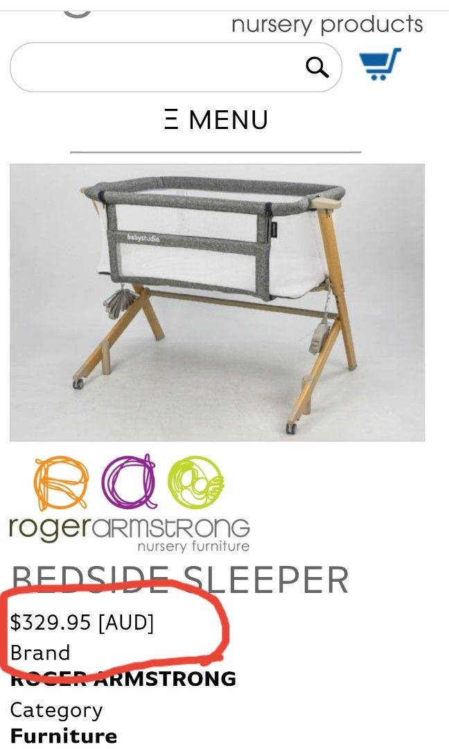 Roger Armstrong Bedside sleeper, Babies & Kids, Baby Nursery & Kids