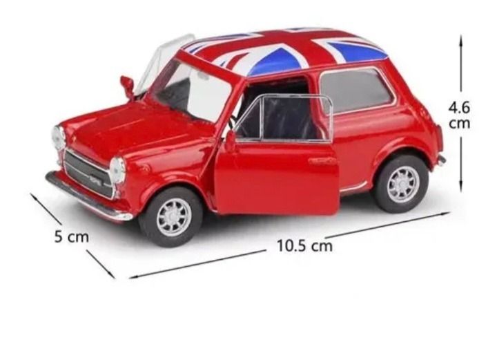 Voiture Miniature BMW Mini Cooper 1:34 - Métal Die-cast - Portes Ouvrantes - Fonction Pull-back - Bleue - Neuf