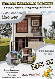 Rumah Cantik Minimalis Modern 2 Lantai Murah Batas Kota Surabaya
