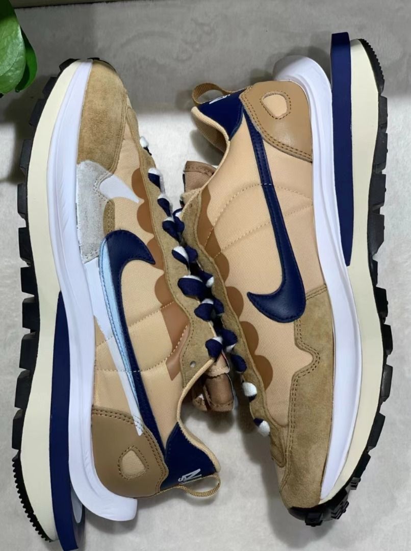 ✓Sacai x Nike Vaporwaffle sesame and blue void 芝麻防滑耐磨低幫波