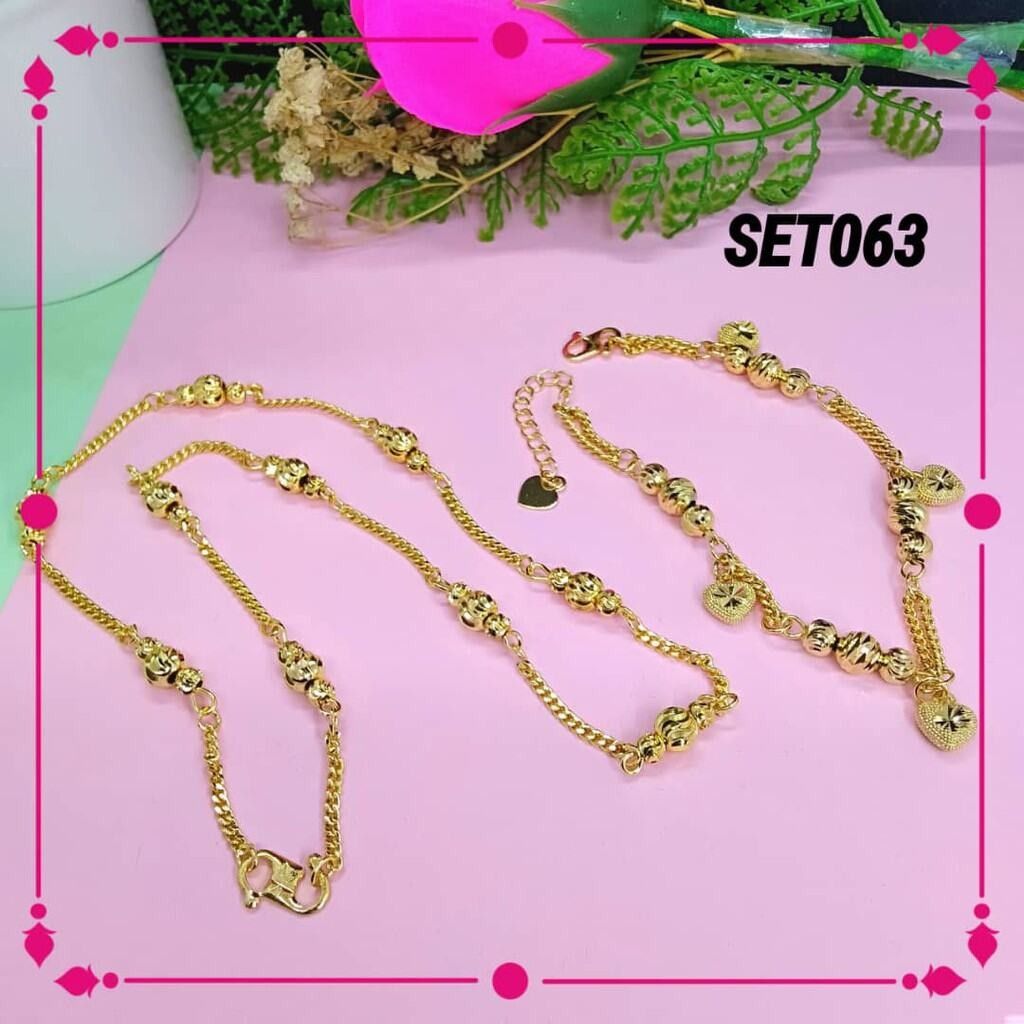 SET RANTAI LEHER BOBA ANGGUR EMAS BANGKOK 24K ORIGINAL DENGAN FREE
