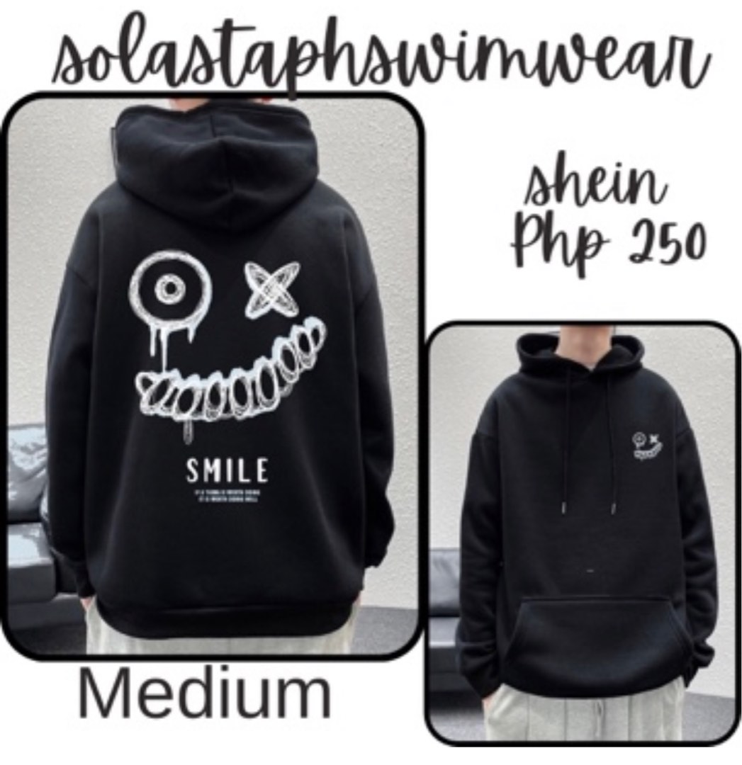 Shein Men Graphic Black Hoodie Jacket, Men's Fashion, Coats, Jackets