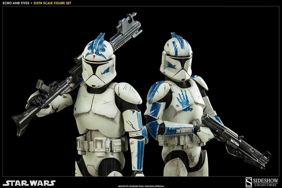 Sideshow 1 6 Star wars clone troopers echo and fives phase 1 not