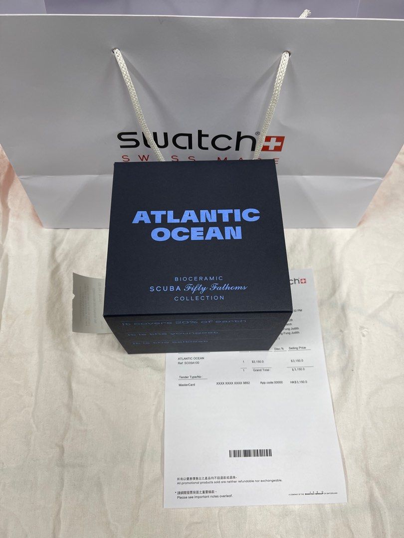 Swatch Blancpain 寶珀手錶五十噚Fifty Fathoms Atlantic Ocean, 男裝