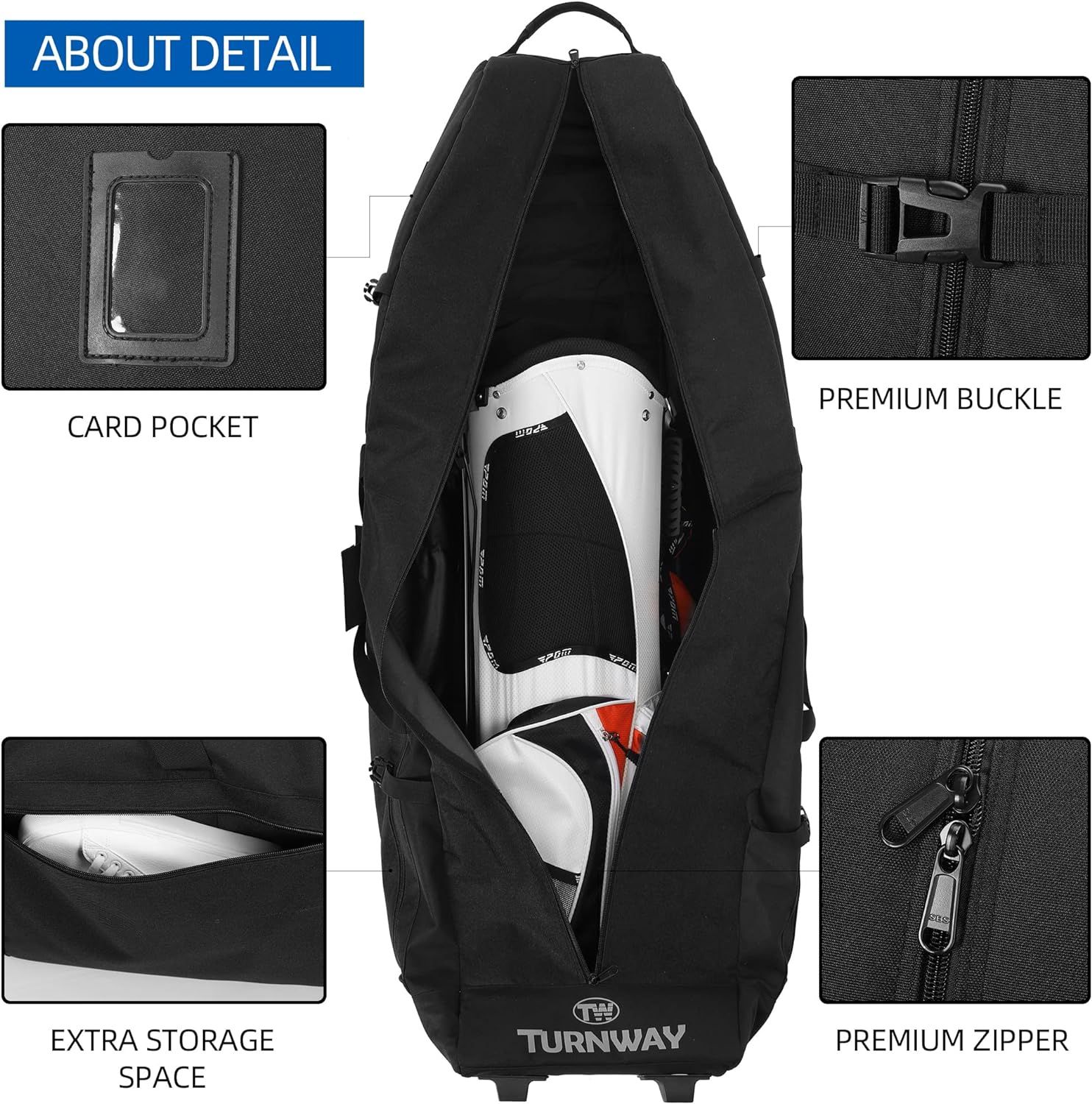 TurnWay Foldable Padded Golf Travel Bag, Heavy Duty 900D Polyester Golf