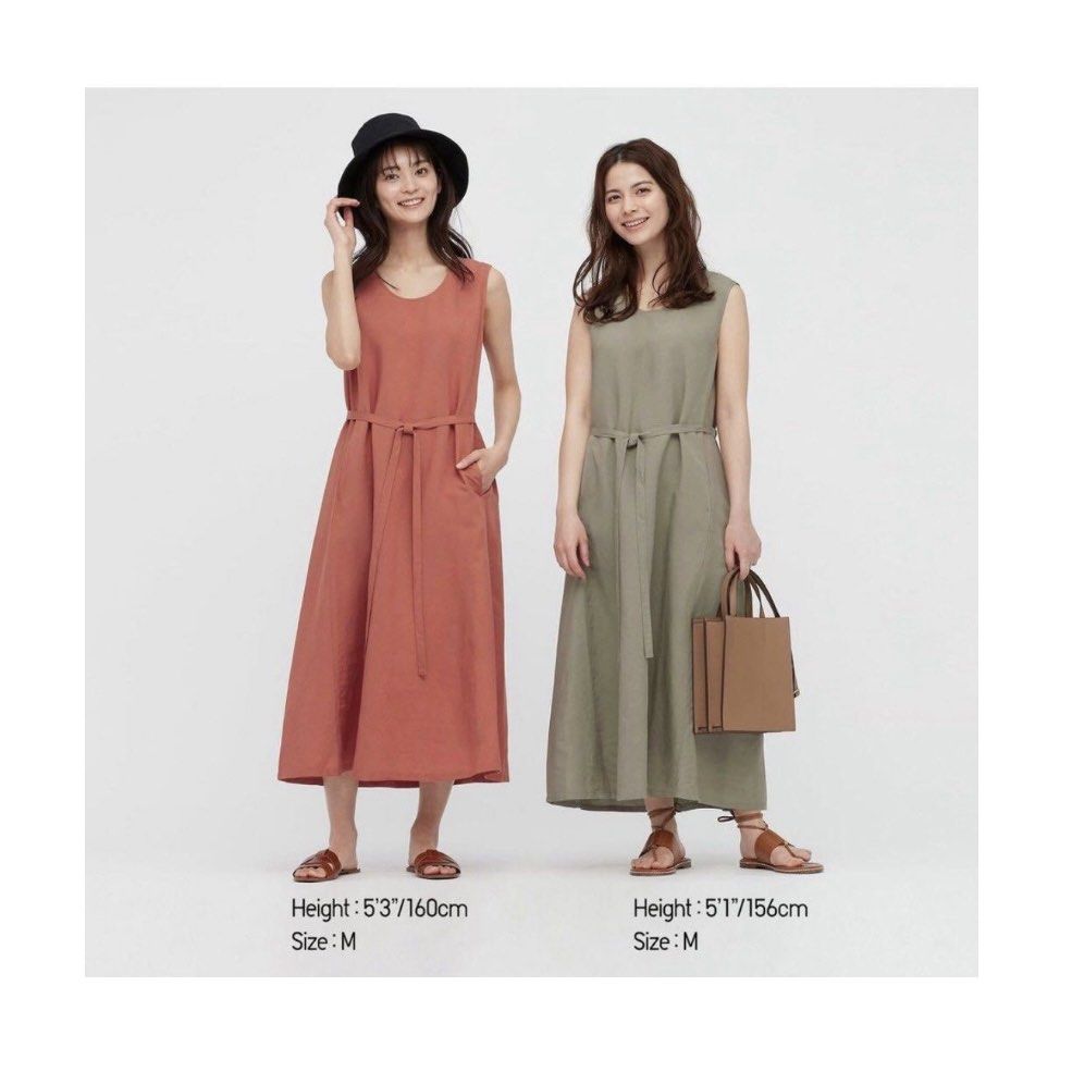 Uniqlo linen blend sleeveless dress discount