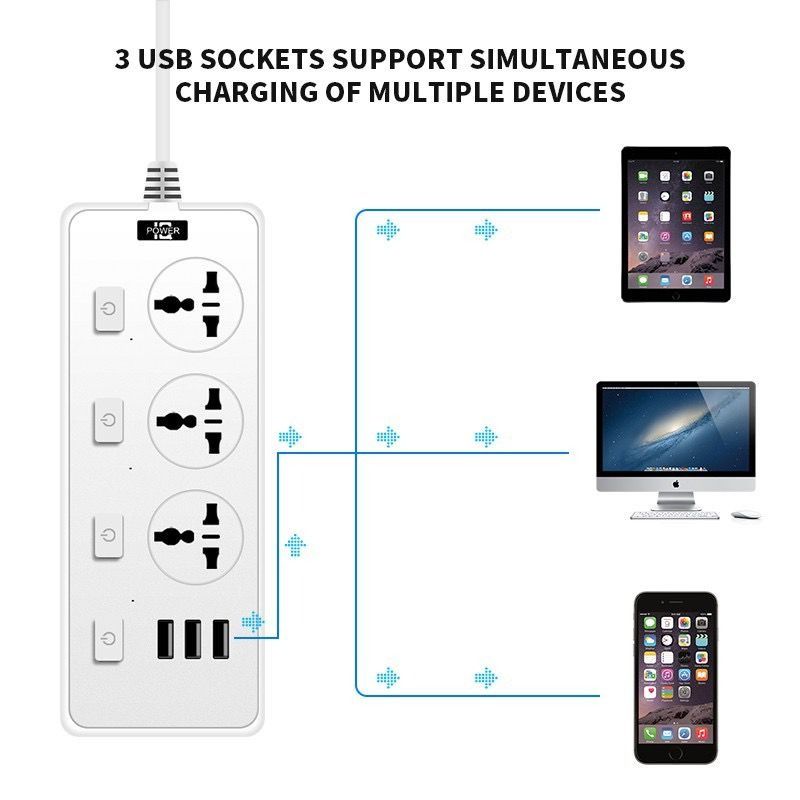 Universal power socket with USB port Independent switch Extended power ...