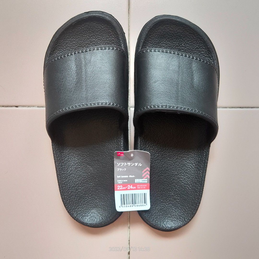 US Size 4 6 Soft EVA Resin Slippers Sandals Black DAISO