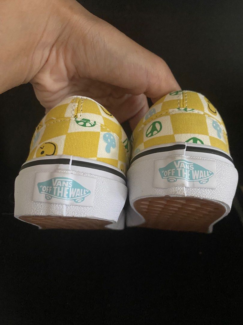 Kids yellow store checkered vans