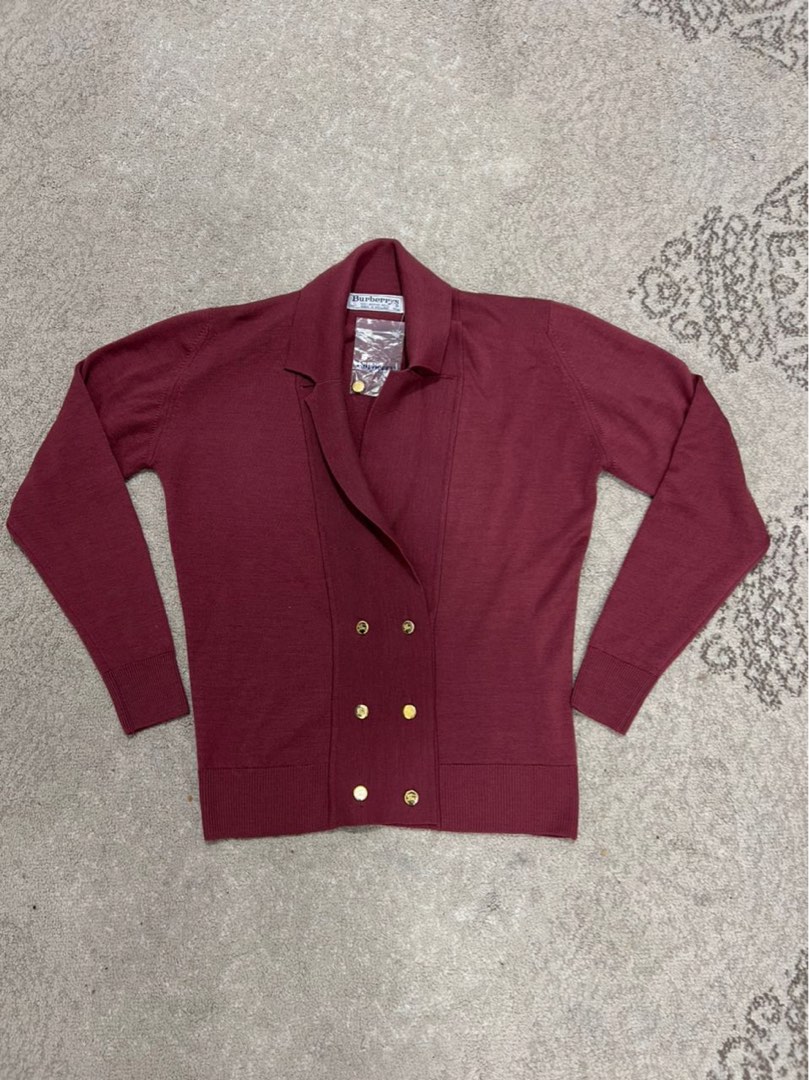 Vintage burberry wool cardigan Women s Fashion Tops Other Tops
