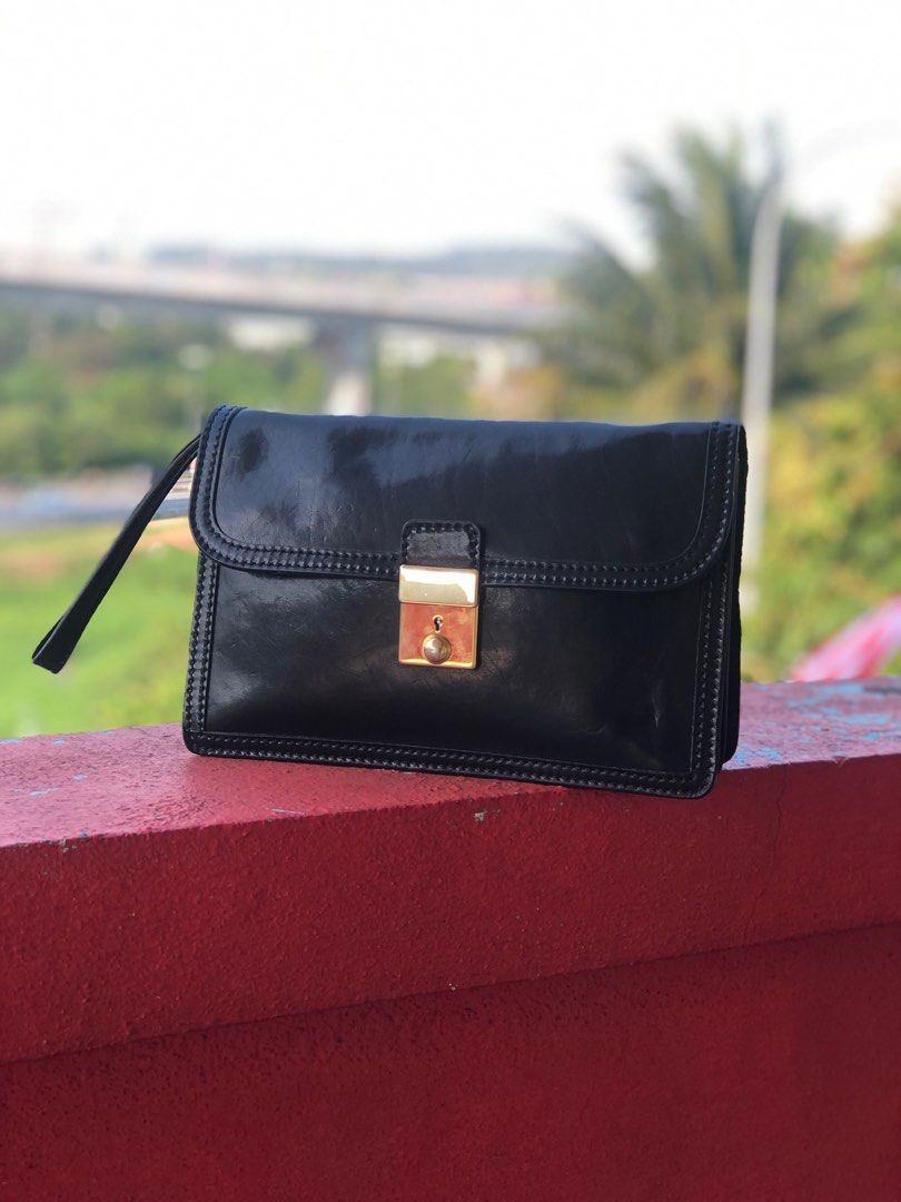Vintage Danielle Leather Clutch Bag, Luxury, Bags & Wallets on Carousell