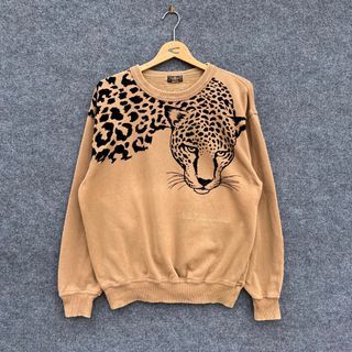Vintage Hardy Amies Jeans London Leopard Design Sweatshirt