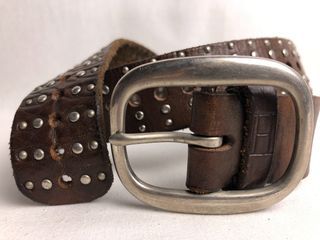 Vintage Tommy Hilfiger Studded Riveted Genuine Cowhide Leather Belt with a Solid Steel Buckle