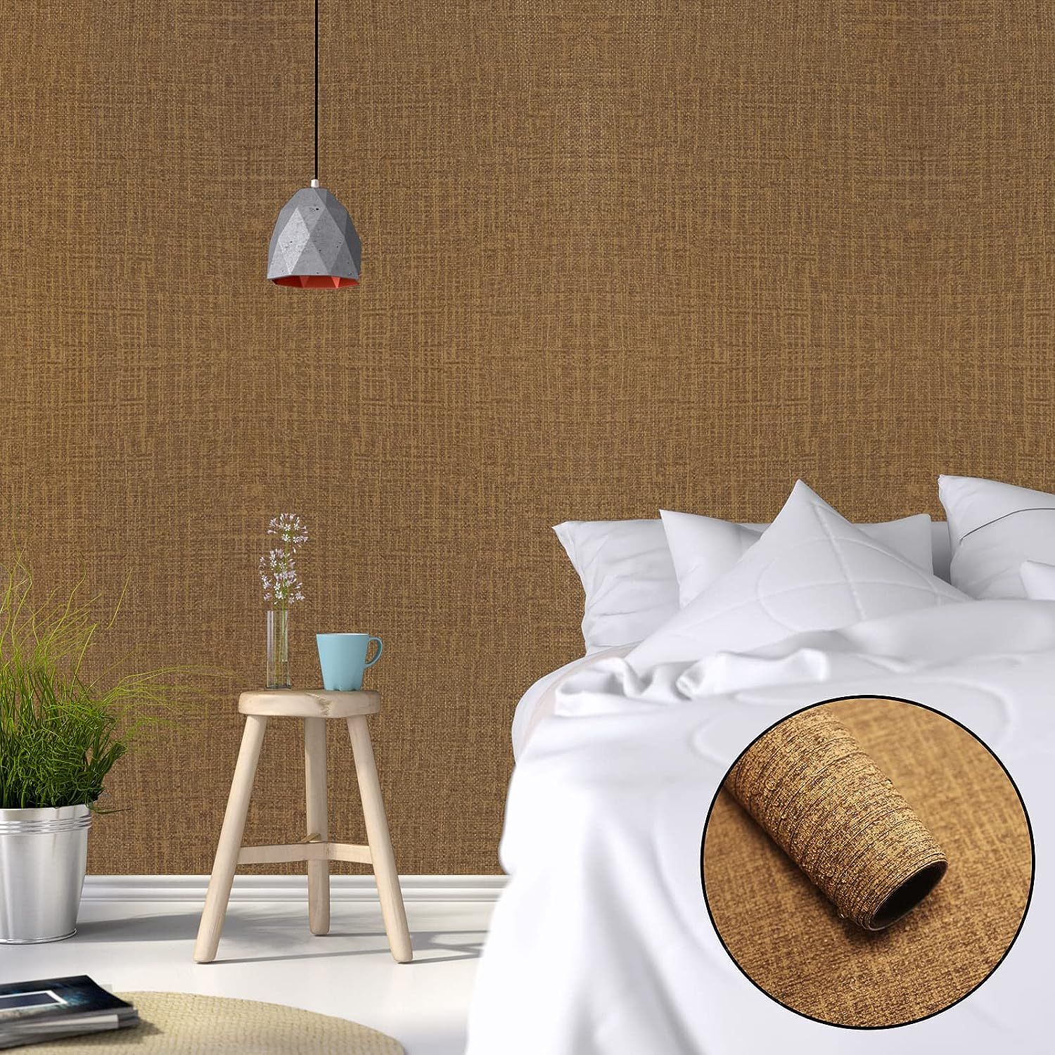 WADILE Grasscloth Peel and Stick Wallpaper 15.7in x 196.8in, Textured ...