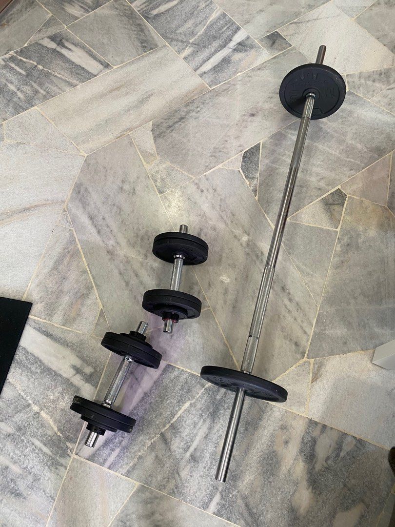 Weight Training Dumbbells and Bars Kit 50 kg, Sports Equipment