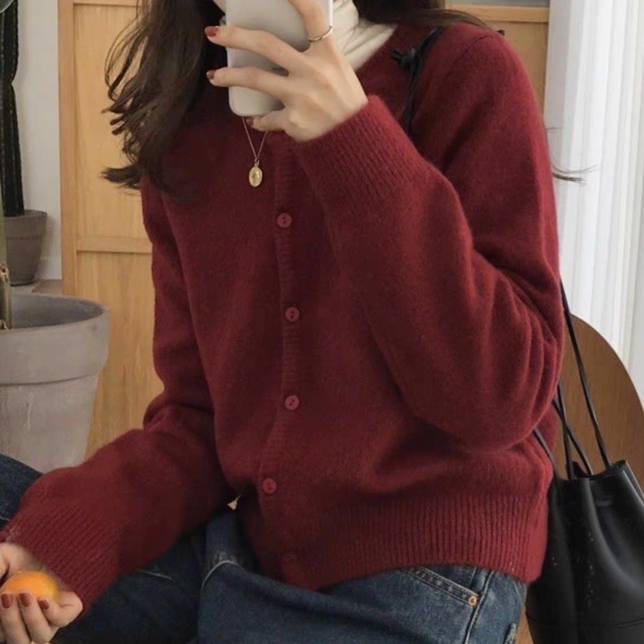 Red wine cardigan online