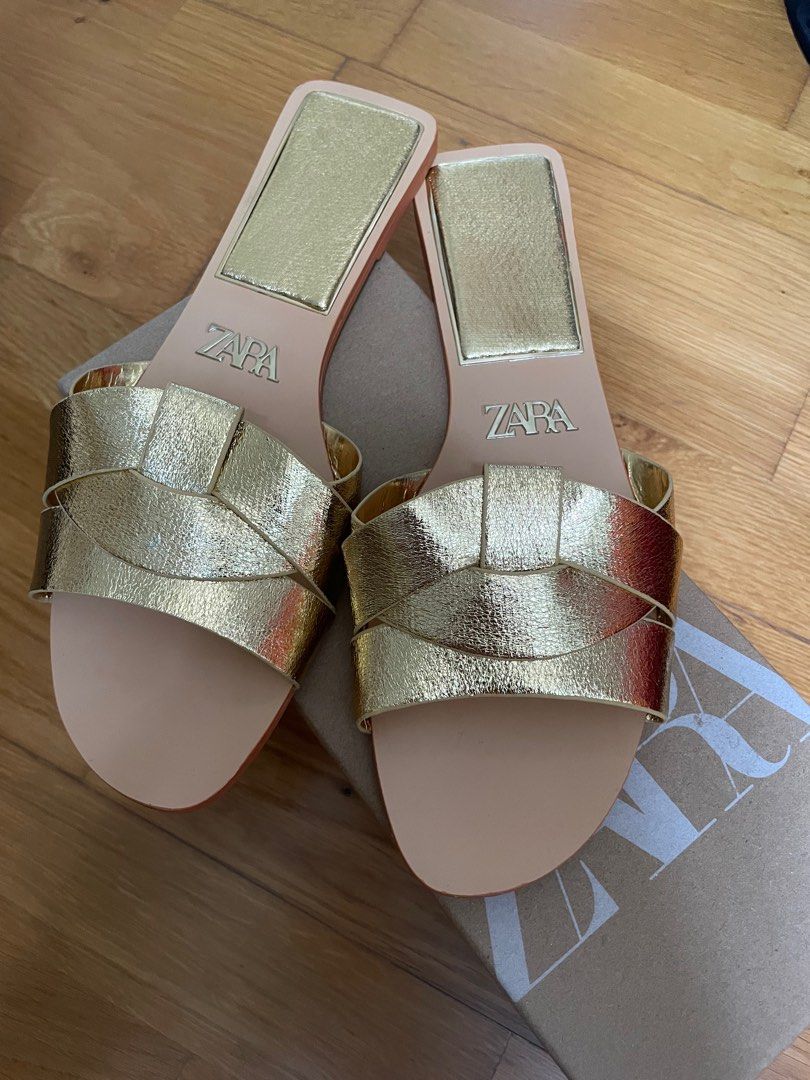 Gold slides zara cheap