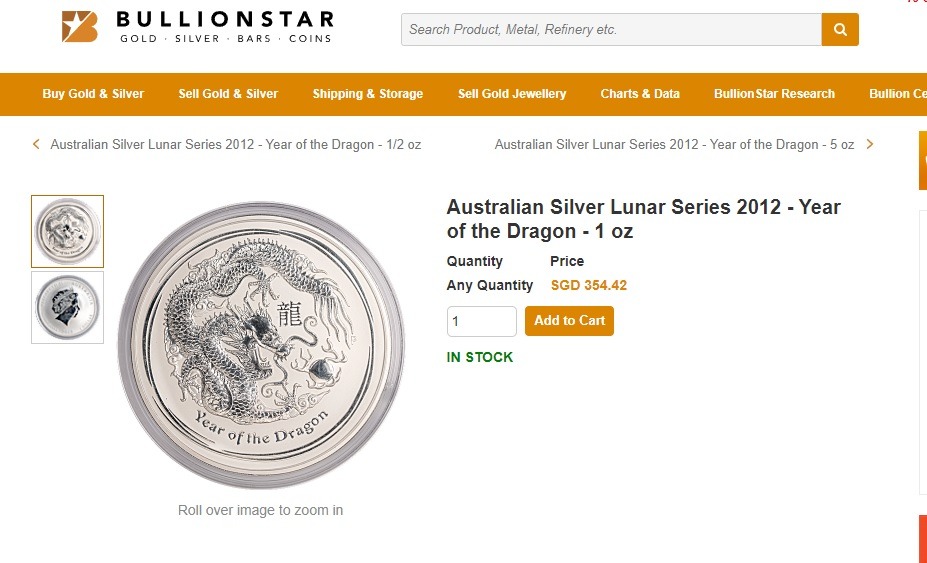 Australian Lunar Series II 2012 Année du Dragon Pièce de 1/2 oz