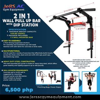 2in1 Wall Pull Up Bar with DIP STATION