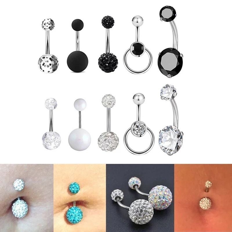 5 piece set Belly Button Navel Piercing Women s Fashion Jewelry