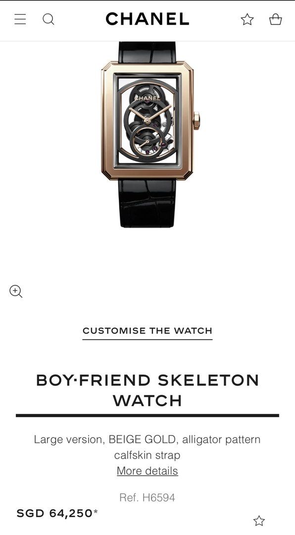 Chanel boyfriend skeleton watch store price