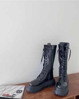 厚底綁帶軍靴👢🖤 🇰🇷全新！