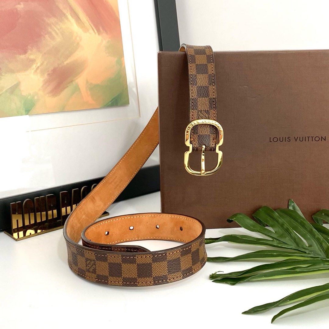 Louis Vuitton 40mm Vernis Amarante and Goldtone LV Initiales Belt