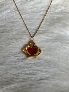 <✈️ Clearance fast deal> genuine18K（Au750） yellow gold with natural agate crown double sides  pendant.