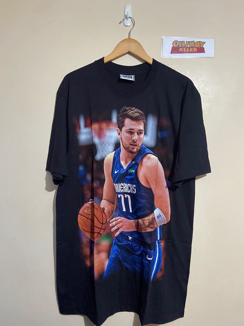 Mavs Luka Doncic Bustin' Through T-Shirt from Homage. | Navy | Vintage Apparel from Homage.