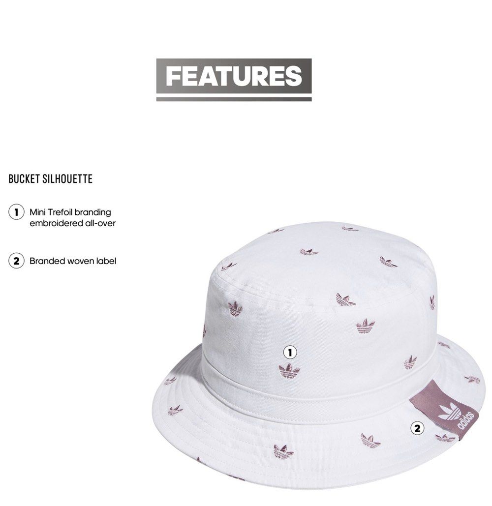 Adidas Bucket hat white with embroidered logo, Women's Fashion, Watches &  Accessories, Hats & Beanies on Carousell