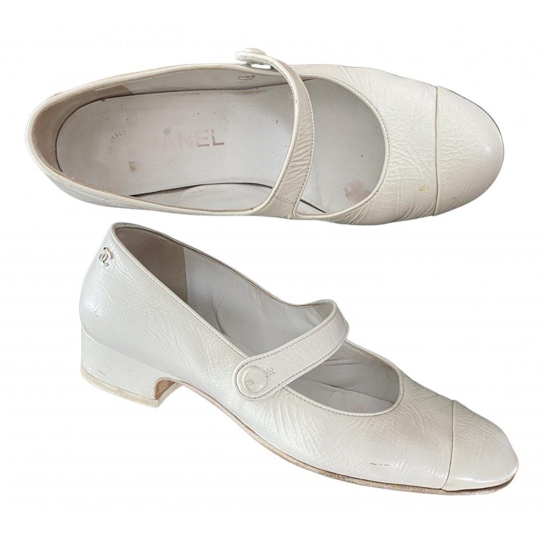 Chanel white mary jane shoes sales