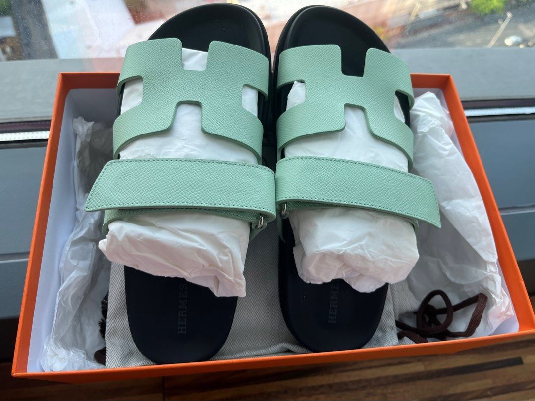 Authentic Hermes Chypre Sandals Vert Jade, Luxury, Sneakers