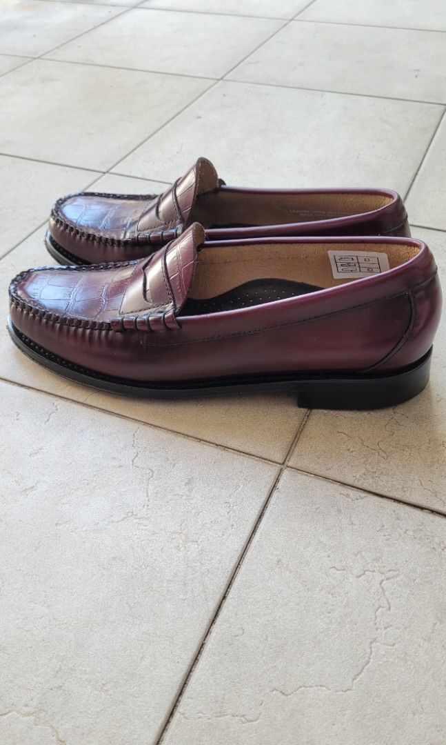 New Bass Weejuns Larson Moc Croc Loafer in Wine Leather Men s