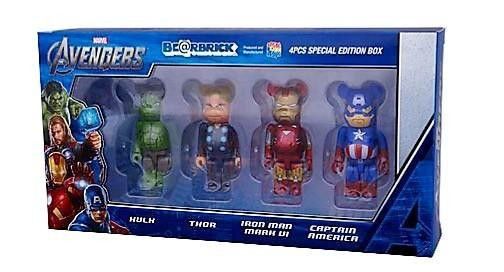 Bearbrick Marvel Avengers 100% 4pcs Hulk Thor Ironman Captain ...
