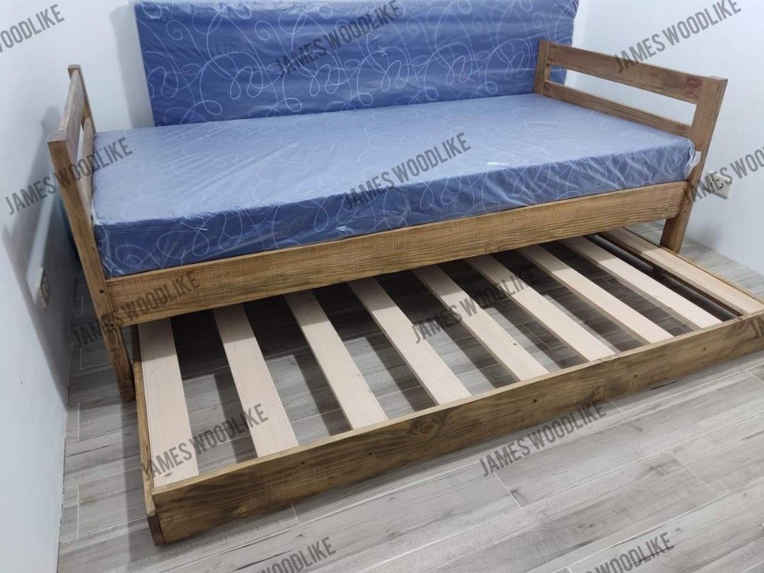 BED FRAME WITH PULL OUT BED (Category: Bed Frames & Mattresses) located in General Trias. Submitted by jameswoodlike (Listing ID 1254739966, Image 3). Description: Get our Wooden Bedframe with Pull out bed ✅ We are #JamesWoodLike Furniture! Where you get quality wood works at a #SulitPrice!!! 😀 what are you waiting for? :) INQUIRE NOW! Thanks for choosing James WoodLike and for making this #BedwithPullOutBed Happen Ms. Yham ! 🥰 This is her BACK