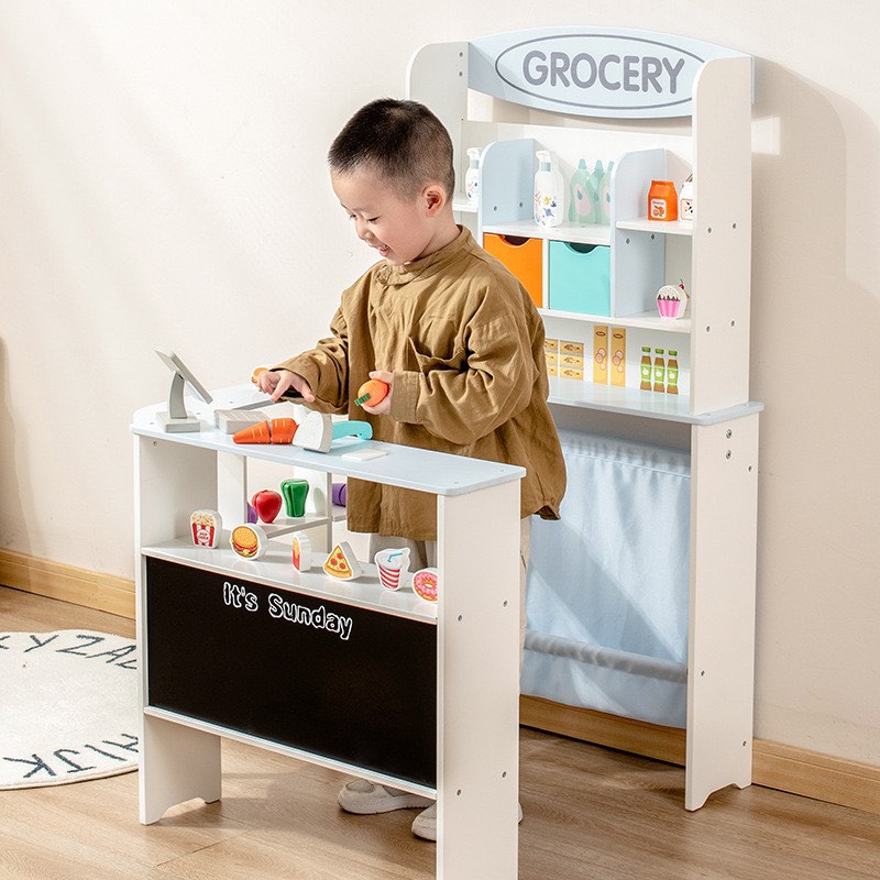 BNIB Wooden Mini Grocery Play Kitchen Stall Fast Food Shop Children Shopping Pretend Play Kids Educational Wooden Toys Birthday Gifts Toy Hobbies Toys Toys Games on Carousell