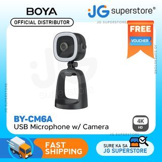 Boya BY-CM6 All-in-1 USB Microphone with Built In 1080P / 4K HD Camera, LED Ring Light, Onboard Controls, 90 Degree Wide Angle Compatible with Android, PC, Laptop (6A, 6B) | JG Superstore