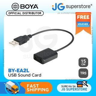 Boya BY-EA2L USB External Sound Card 3.5mm TRS Audio Microphone and Headset Adapter Cable (15cm) | JG Superstore