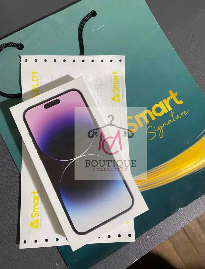 Brandnew Sealed (Category: iPhone 14 Series) located in Cavite. Submitted by mcboutiquecollection (Listing ID 1254677110, Image 1). Description: SALE Brandnew Sealed iPhone 14 Pro Max 128 GB Smartlocked Deep Purple •Sealed, not yet activated •One year apple warranty •With receipt from Smart Free tempered glass and case 56,990 Pick up Meet up COD.