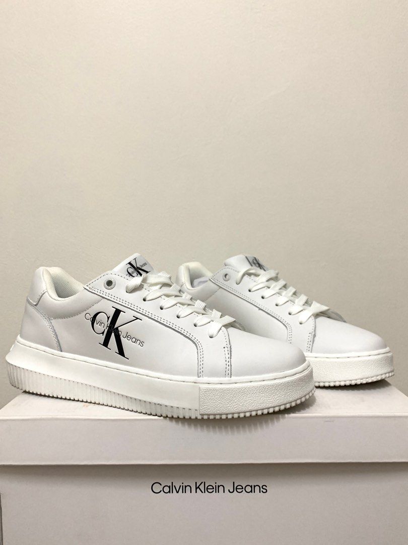 Calvin klein leather trainers sales
