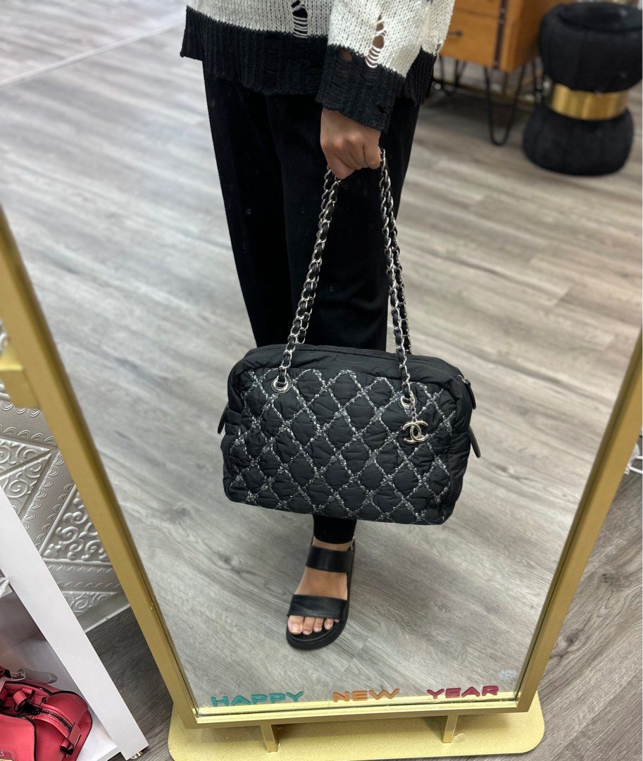 Chanel Quilted Tweed on Stitch Bubble Chain Shoulder Bag