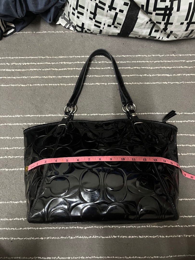Coach black patent leather tote bag Women s Fashion Bags