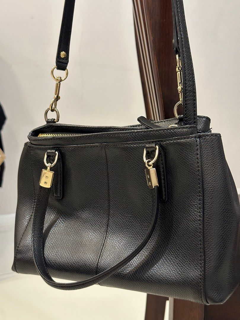 Coach Crossbody Double Zipper Black Leather, Luxury, Bags & Wallets on